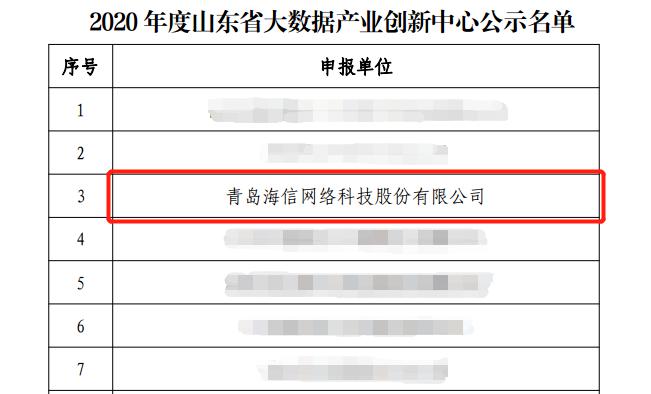海信智慧城市大數據產業創新中心獲“魯”字號認證